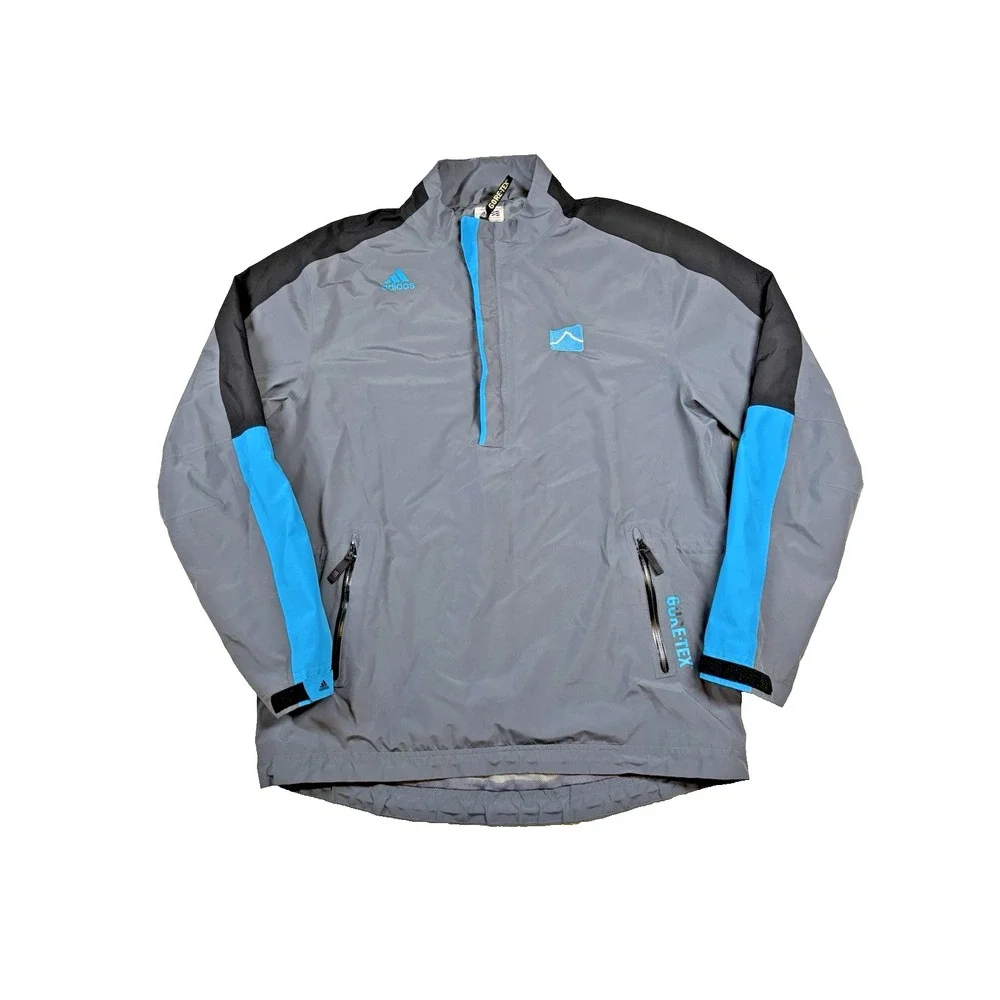 Adidas‎ Gore Tex Jacket Mens Medium Gray Golf Waterproof Windbreaker 1/2 Zip